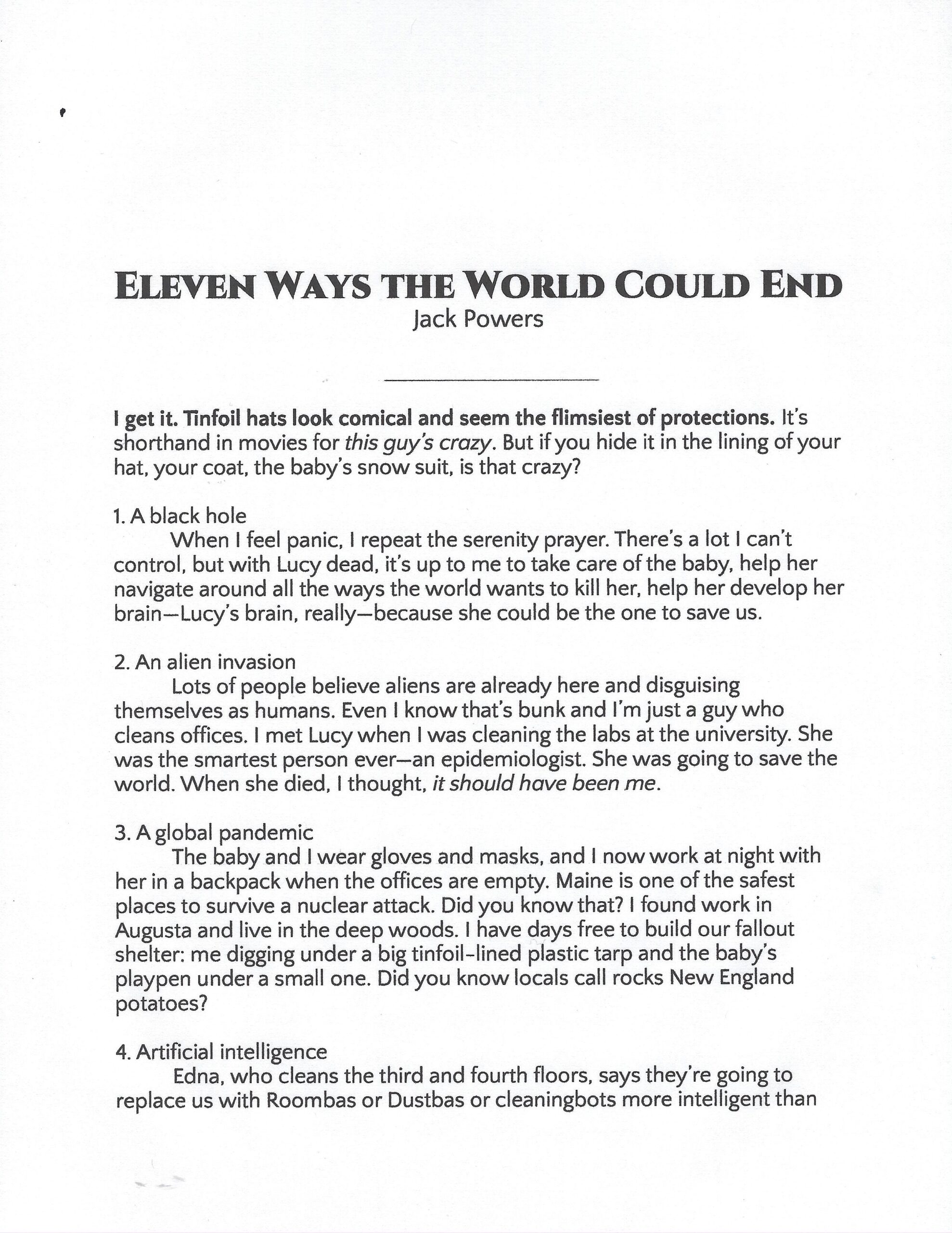 “Eleven Ways the World Could End” from 34 Orchard | Jack Powers